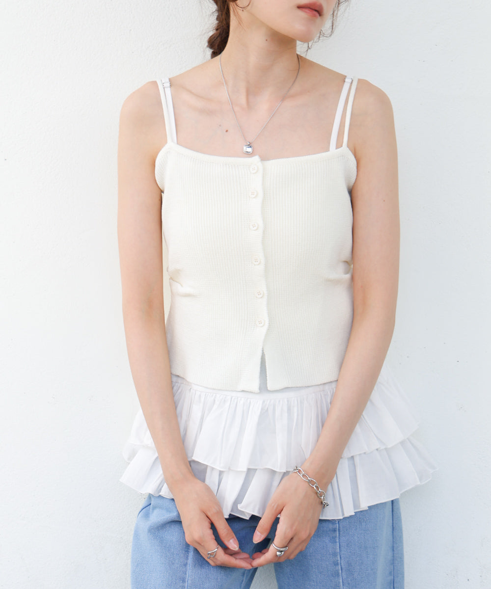 麻タッチニットキャミトップス