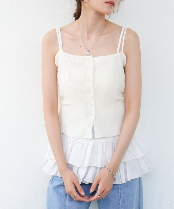 麻タッチニットキャミトップス