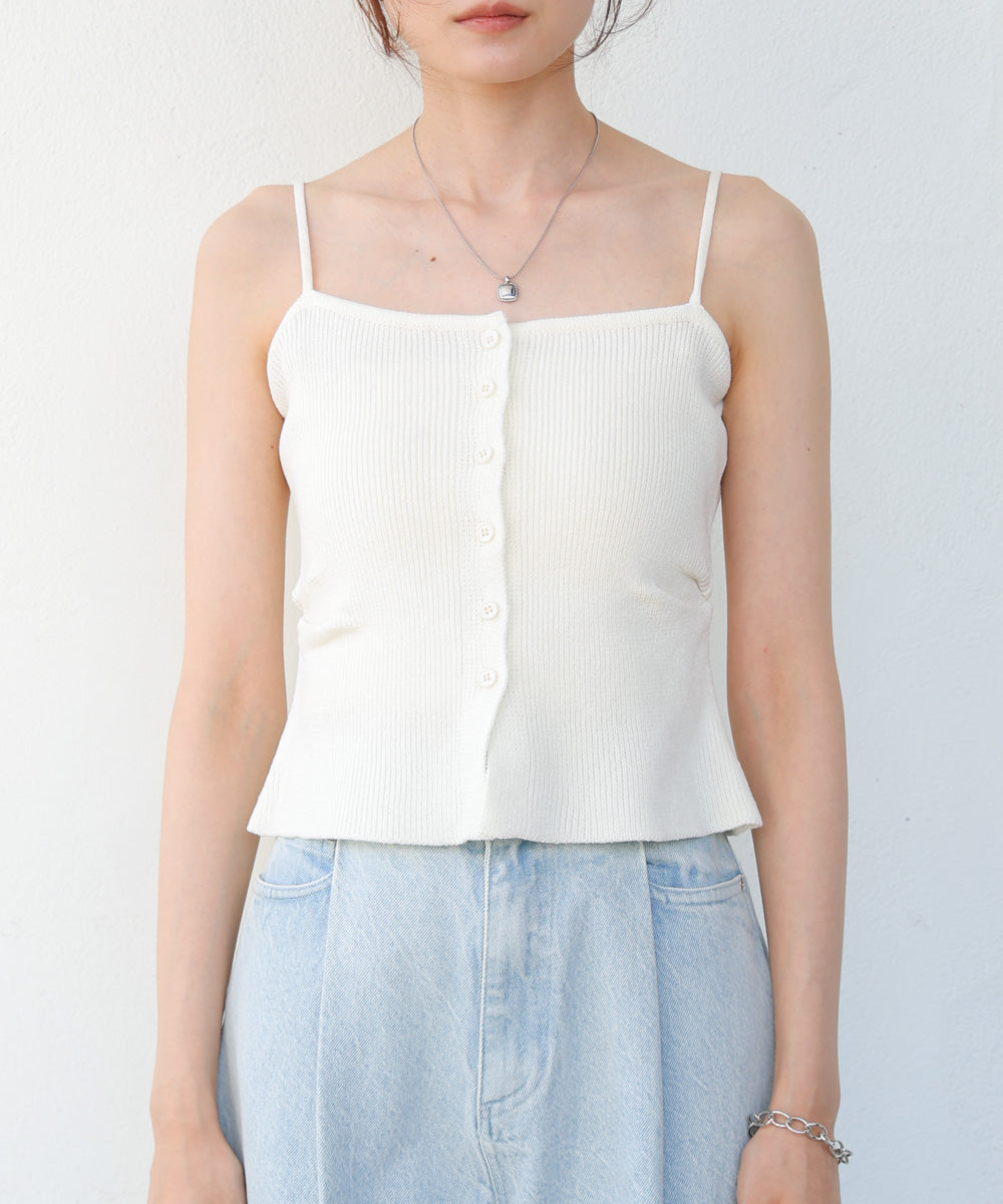 麻タッチニットキャミトップス