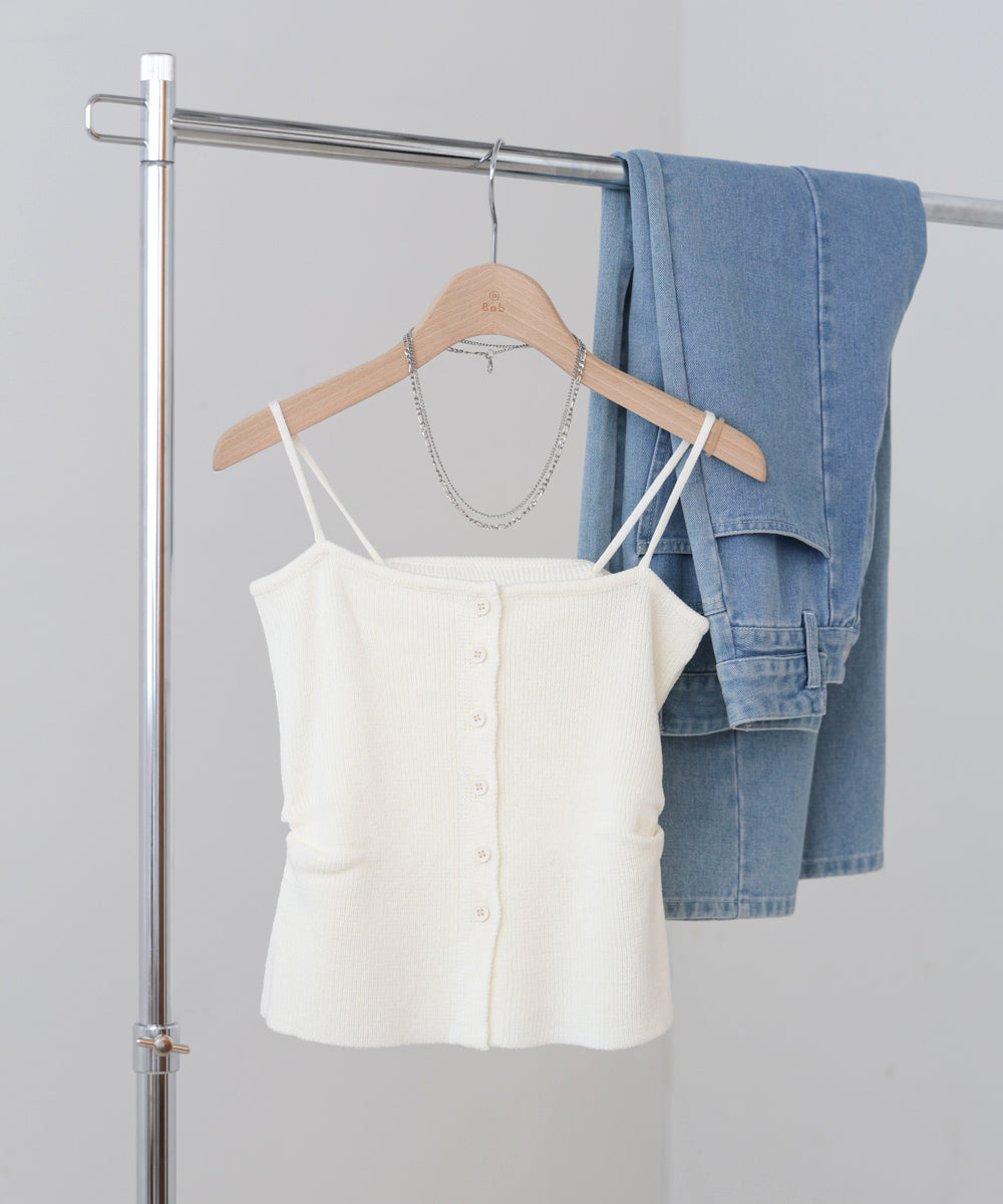 麻タッチニットキャミトップス