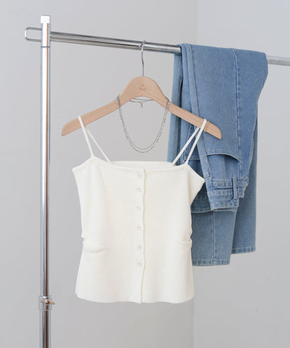 麻タッチニットキャミトップス