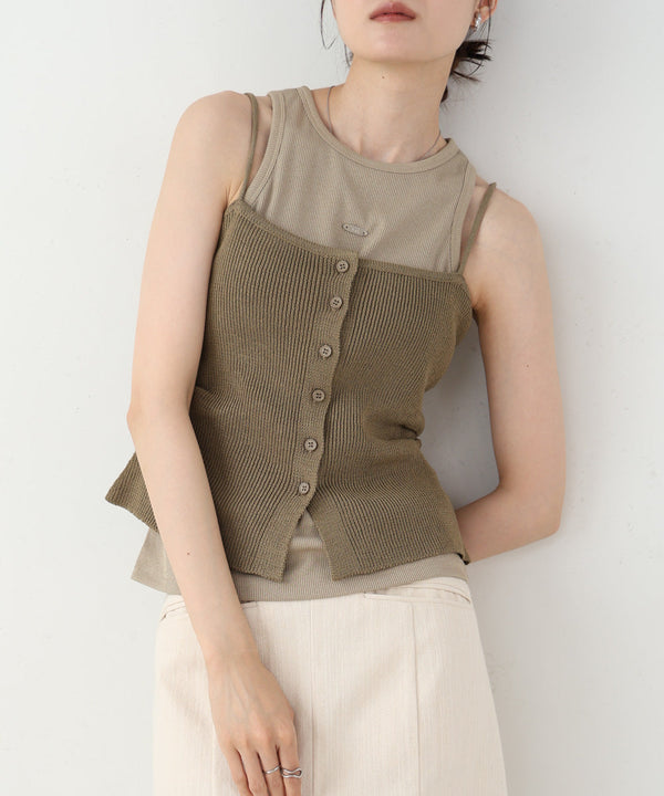 麻タッチニットキャミトップス