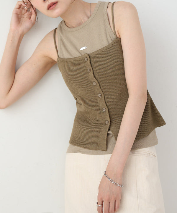 麻タッチニットキャミトップス