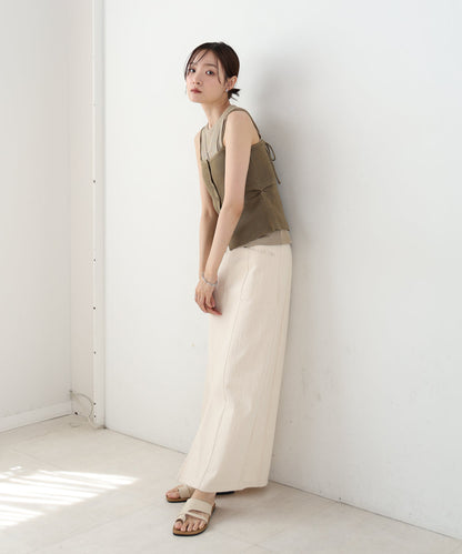 麻タッチニットキャミトップス