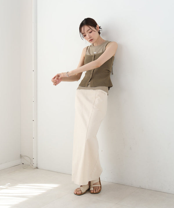 麻タッチニットキャミトップス