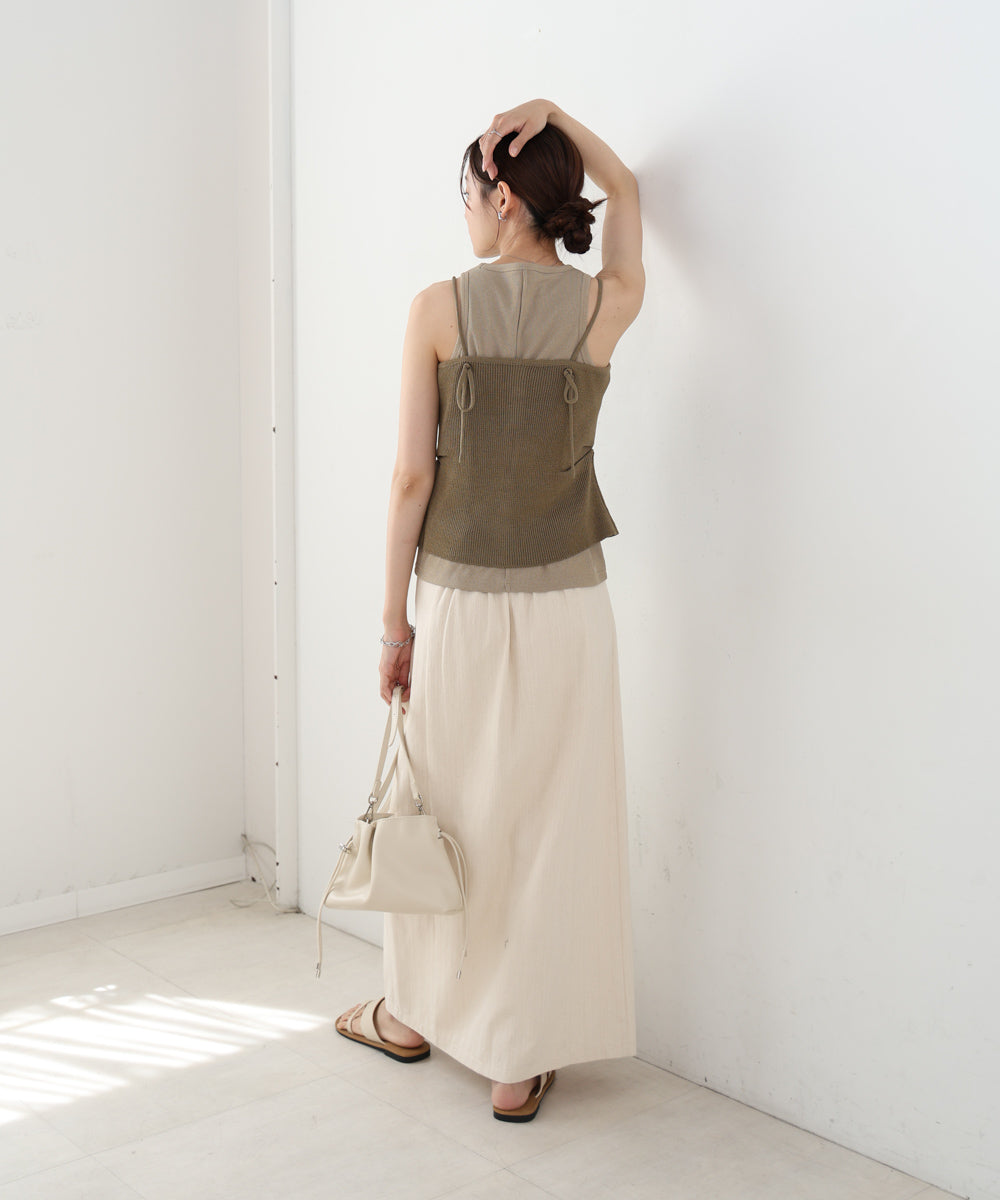 麻タッチニットキャミトップス