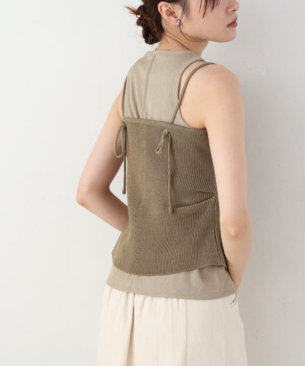 麻タッチニットキャミトップス