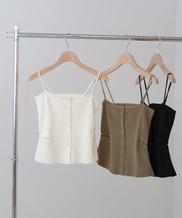 麻タッチニットキャミトップス