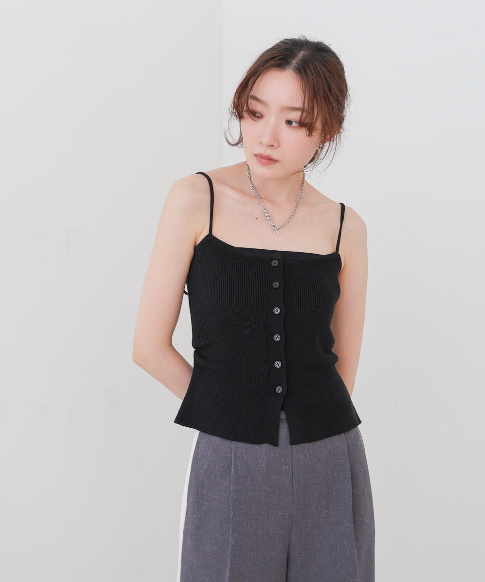 麻タッチニットキャミトップス