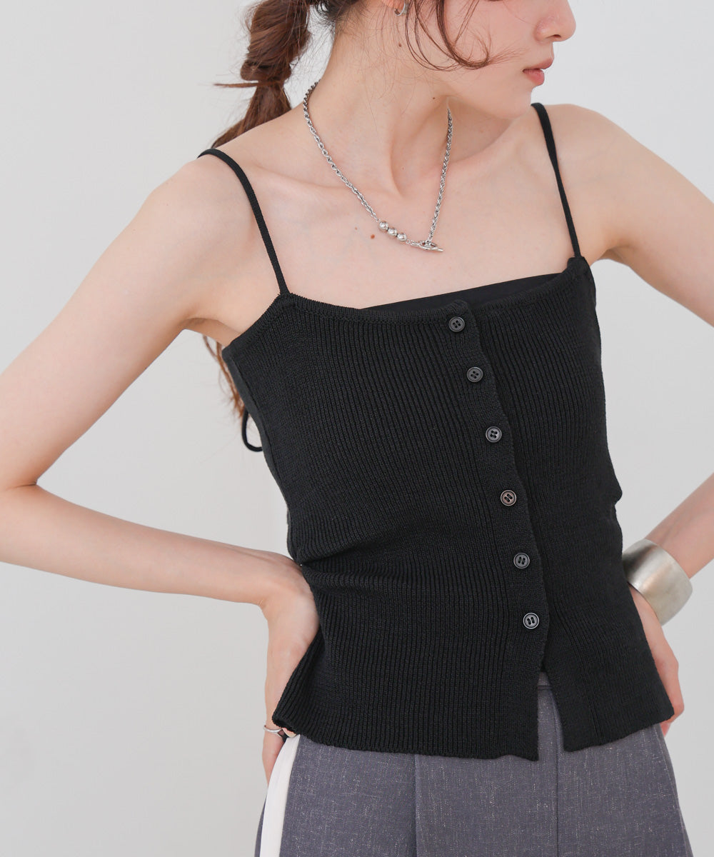 麻タッチニットキャミトップス