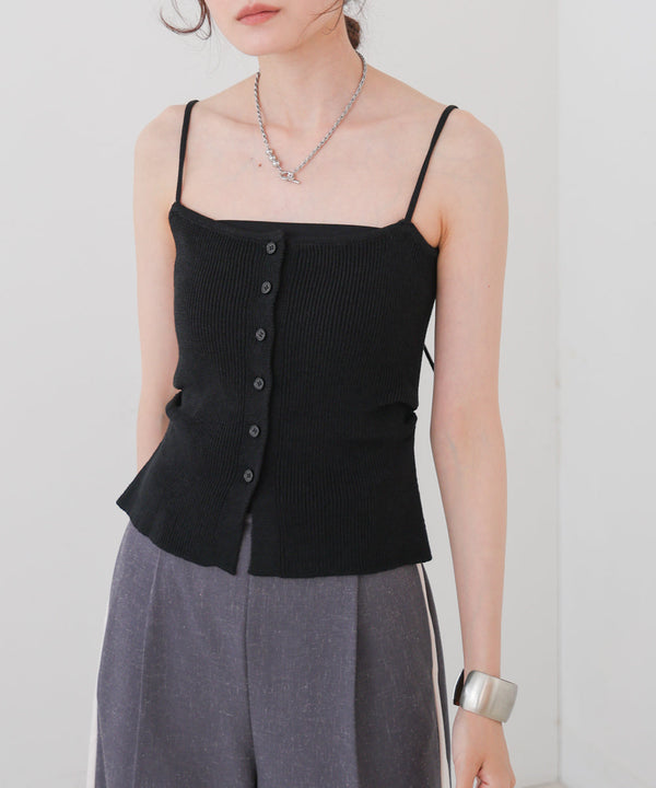 麻タッチニットキャミトップス