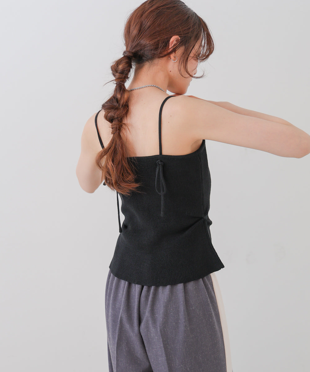 麻タッチニットキャミトップス