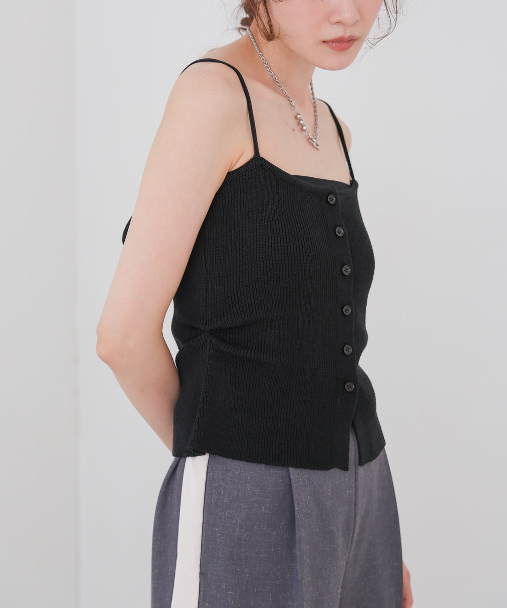 麻タッチニットキャミトップス