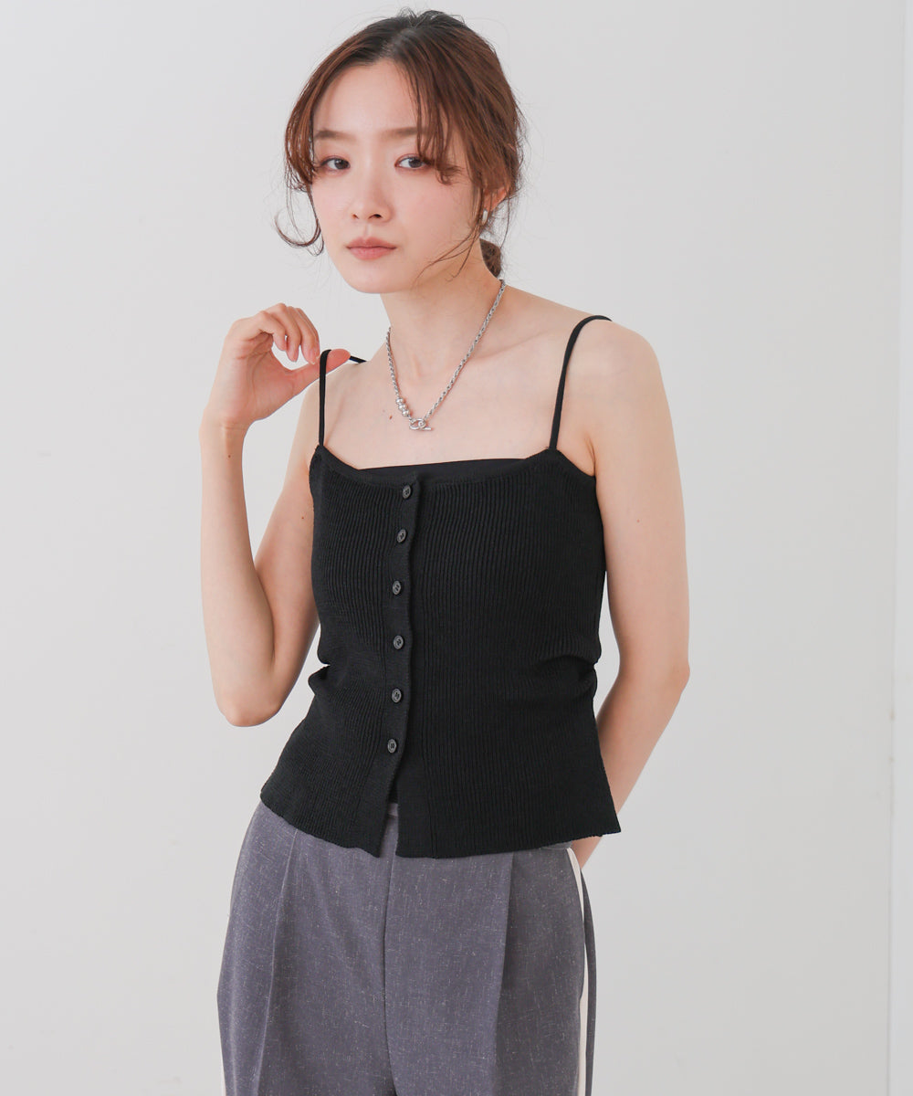 麻タッチニットキャミトップス