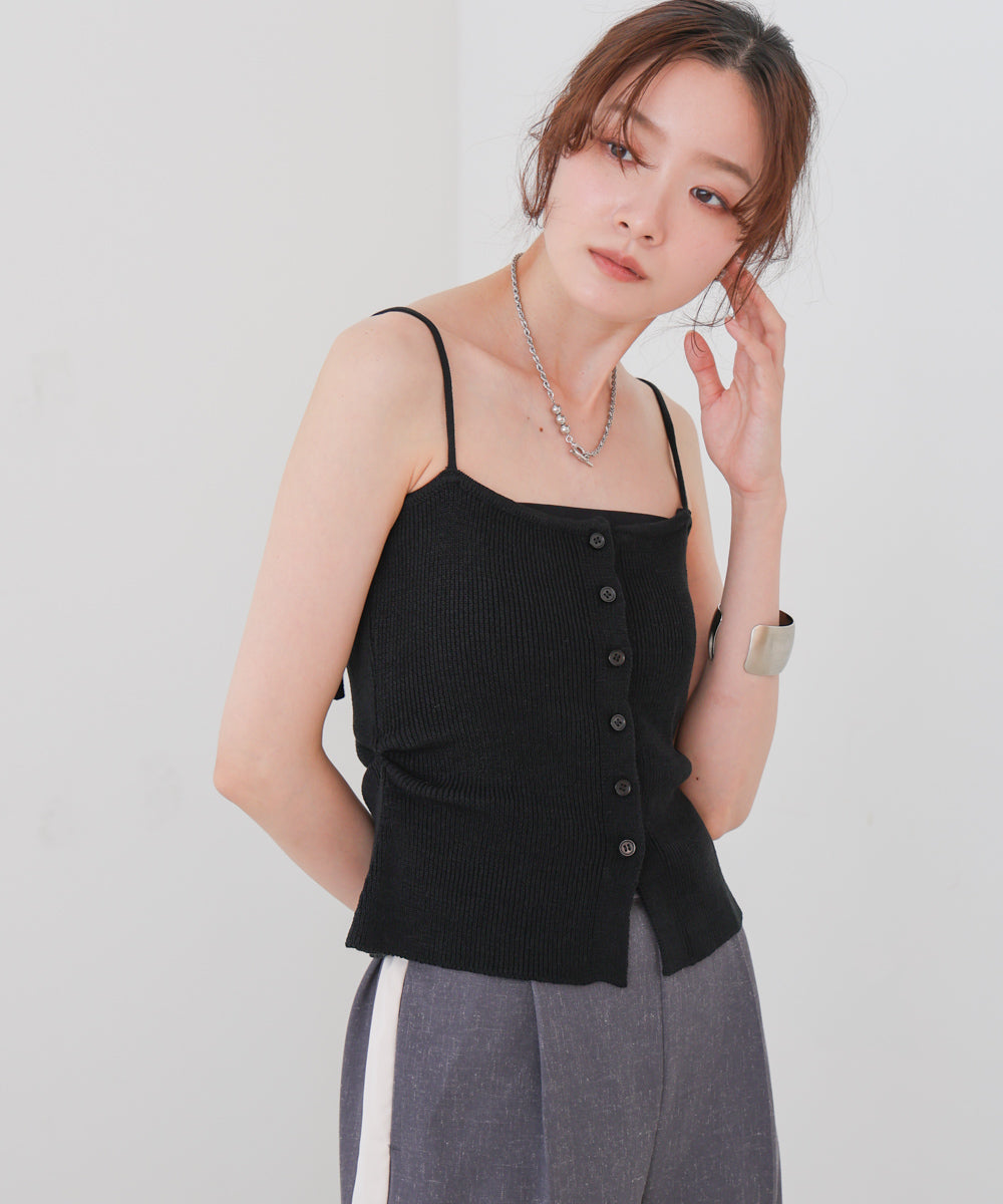 麻タッチニットキャミトップス