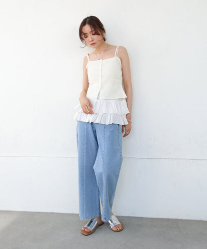 麻タッチニットキャミトップス