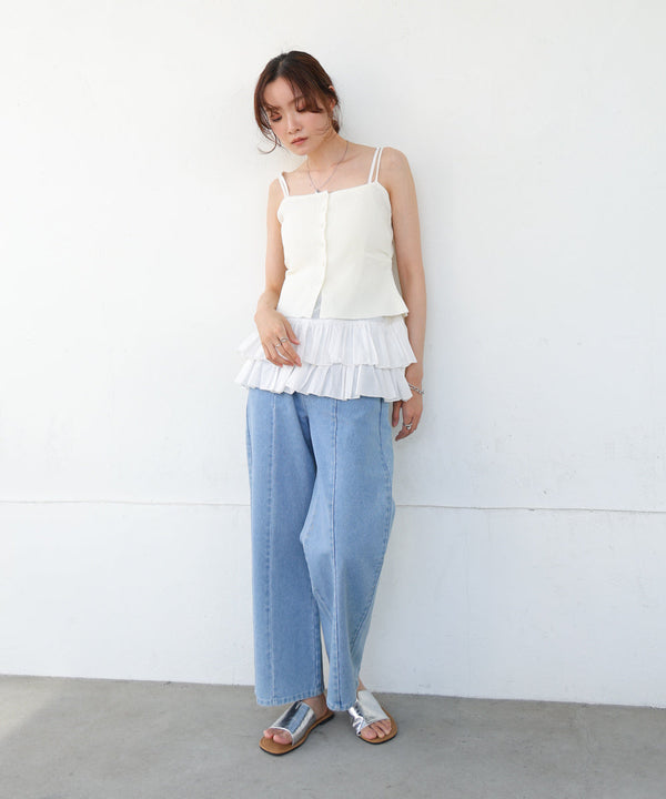 麻タッチニットキャミトップス