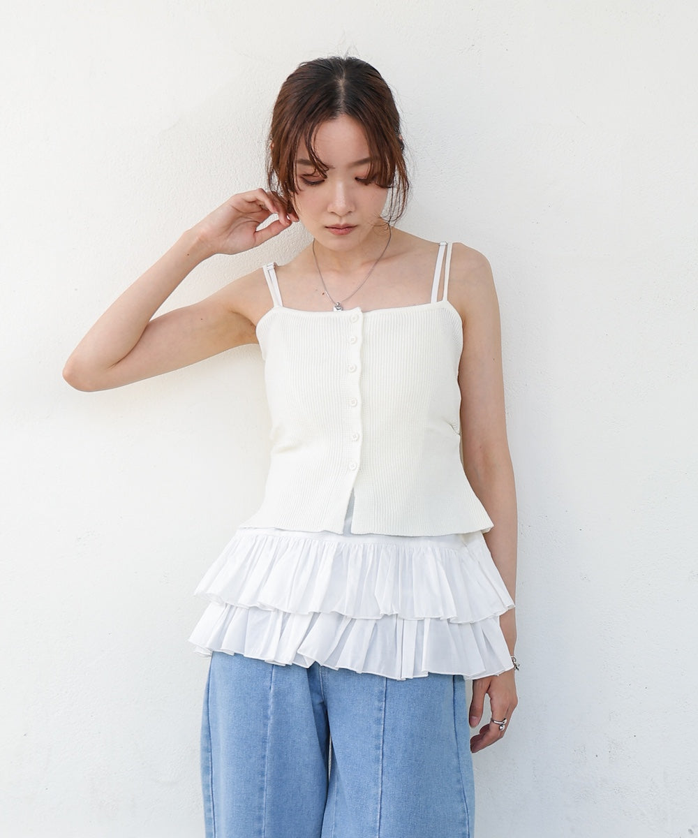 コットンフリルキャミトップス
