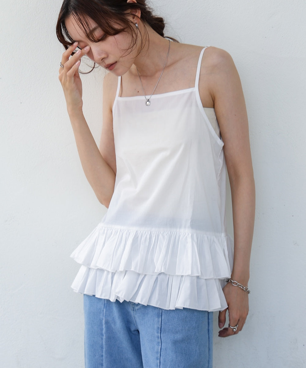 コットンフリルキャミトップス