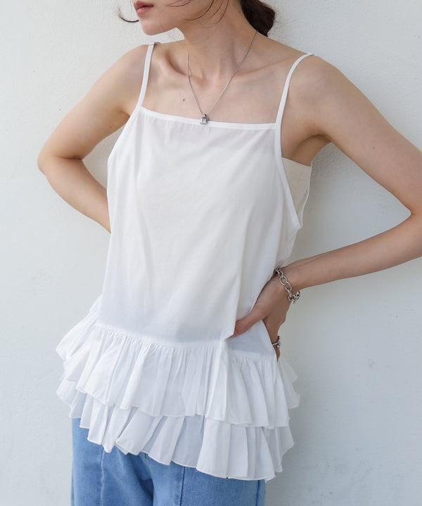 コットンフリルキャミトップス