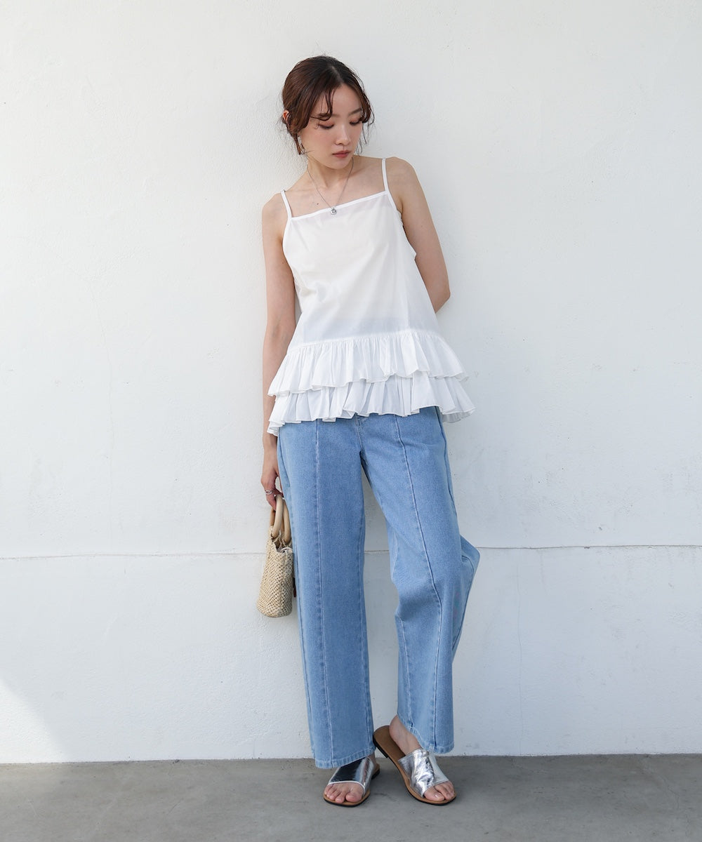 コットンフリルキャミトップス