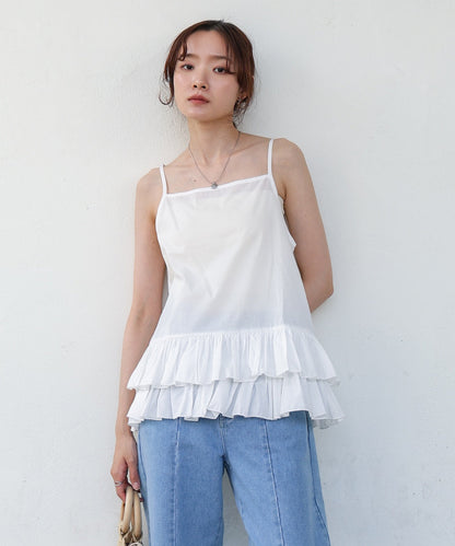 コットンフリルキャミトップス