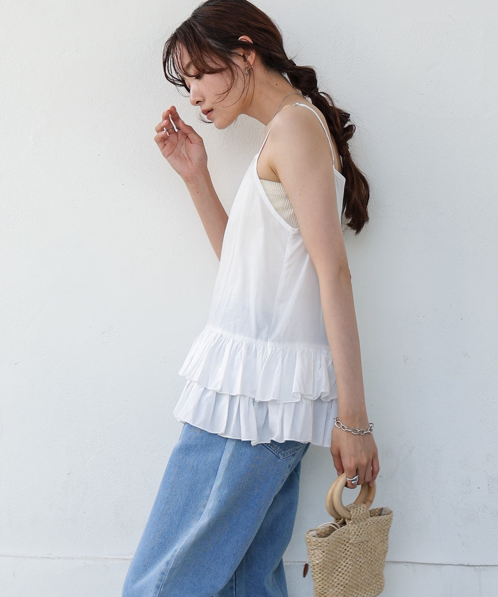 コットンフリルキャミトップス