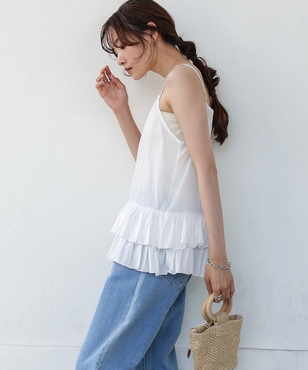 コットンフリルキャミトップス