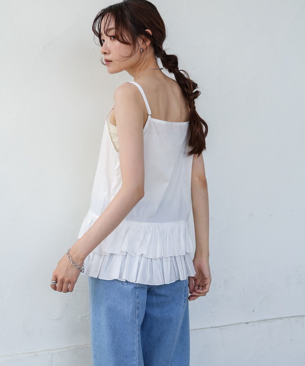 コットンフリルキャミトップス