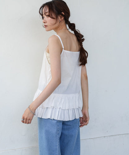 コットンフリルキャミトップス