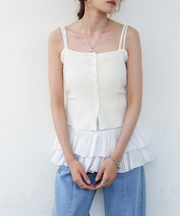 コットンフリルキャミトップス