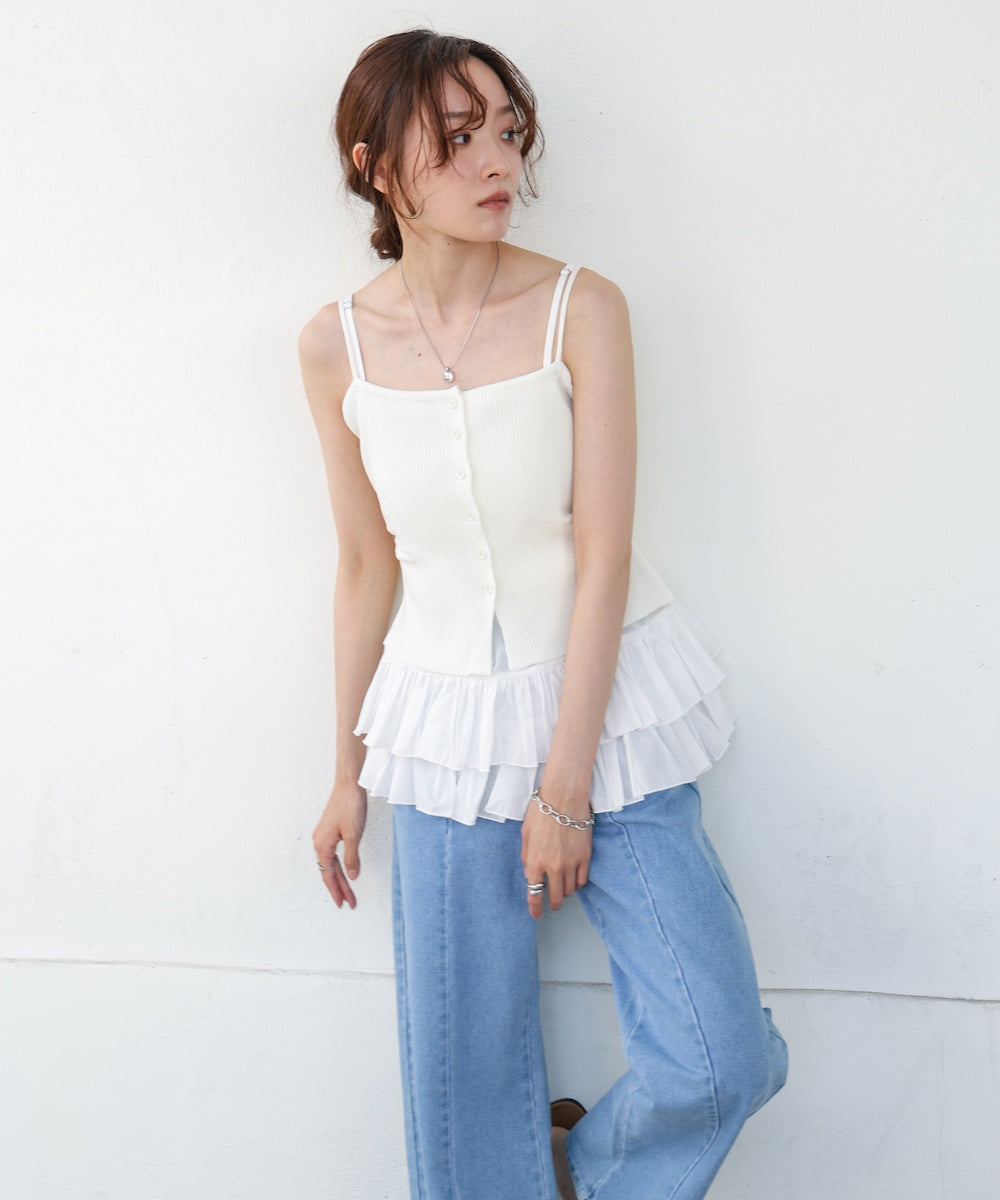 コットンフリルキャミトップス