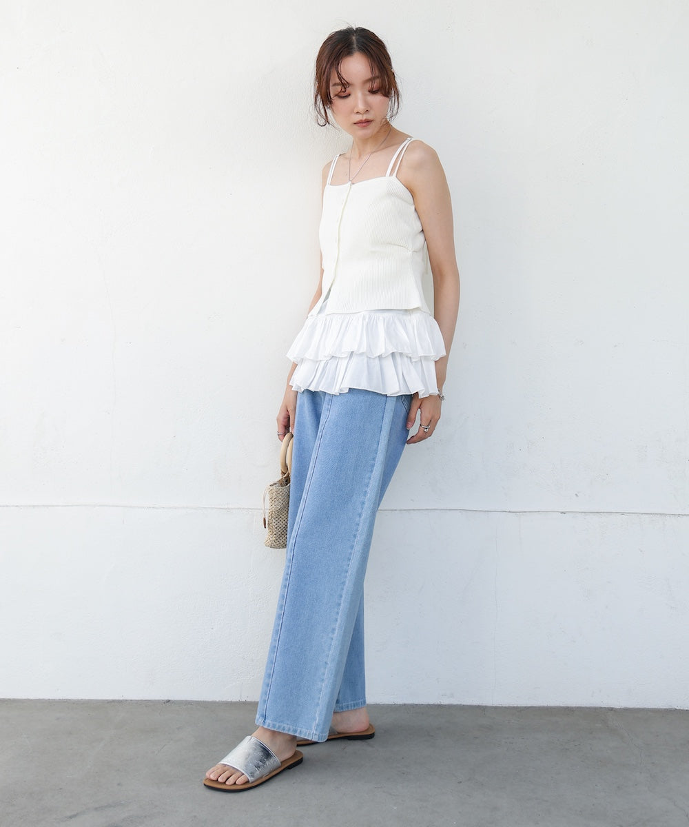 コットンフリルキャミトップス