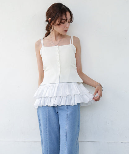コットンフリルキャミトップス