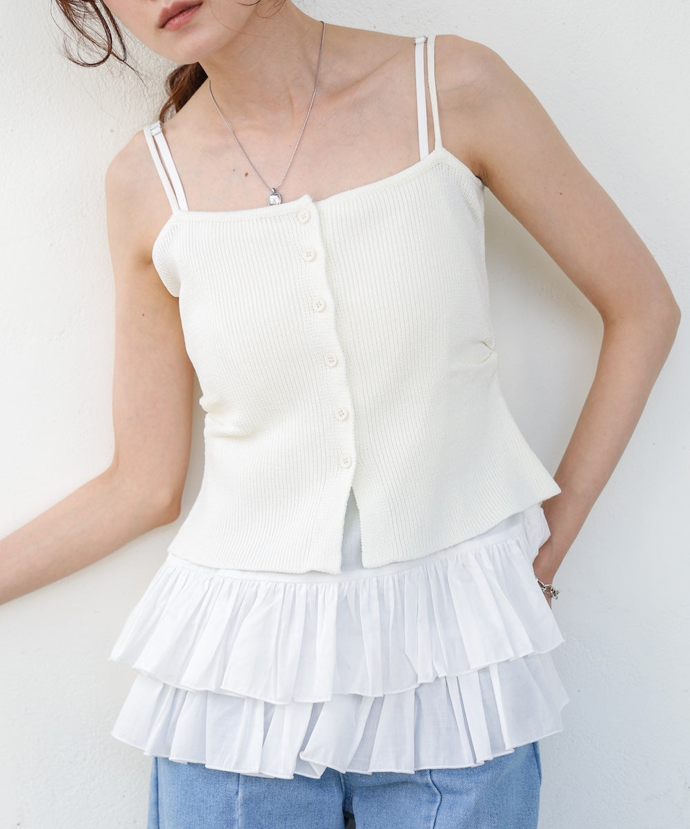 コットンフリルキャミトップス