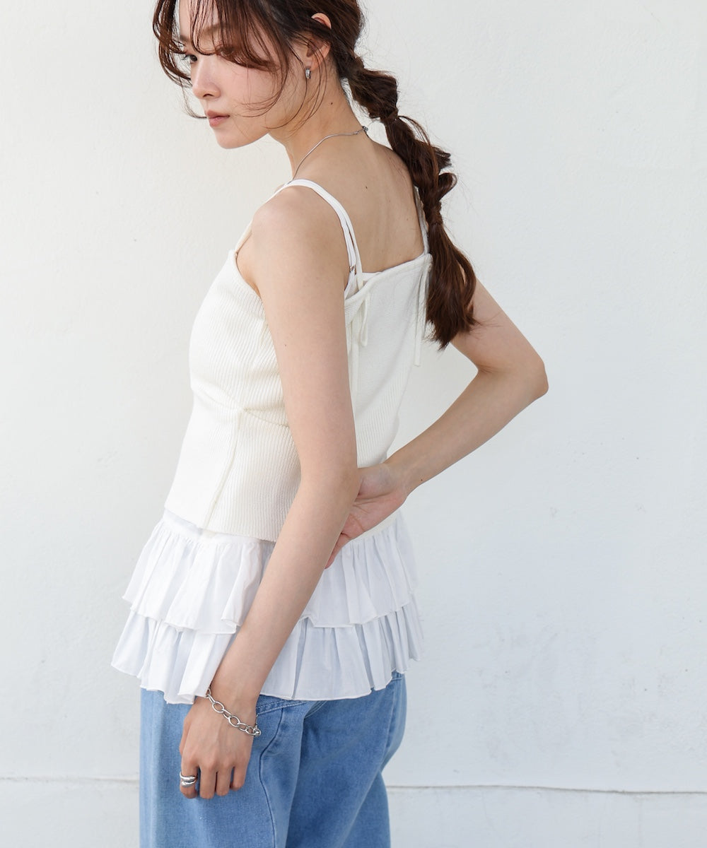 コットンフリルキャミトップス