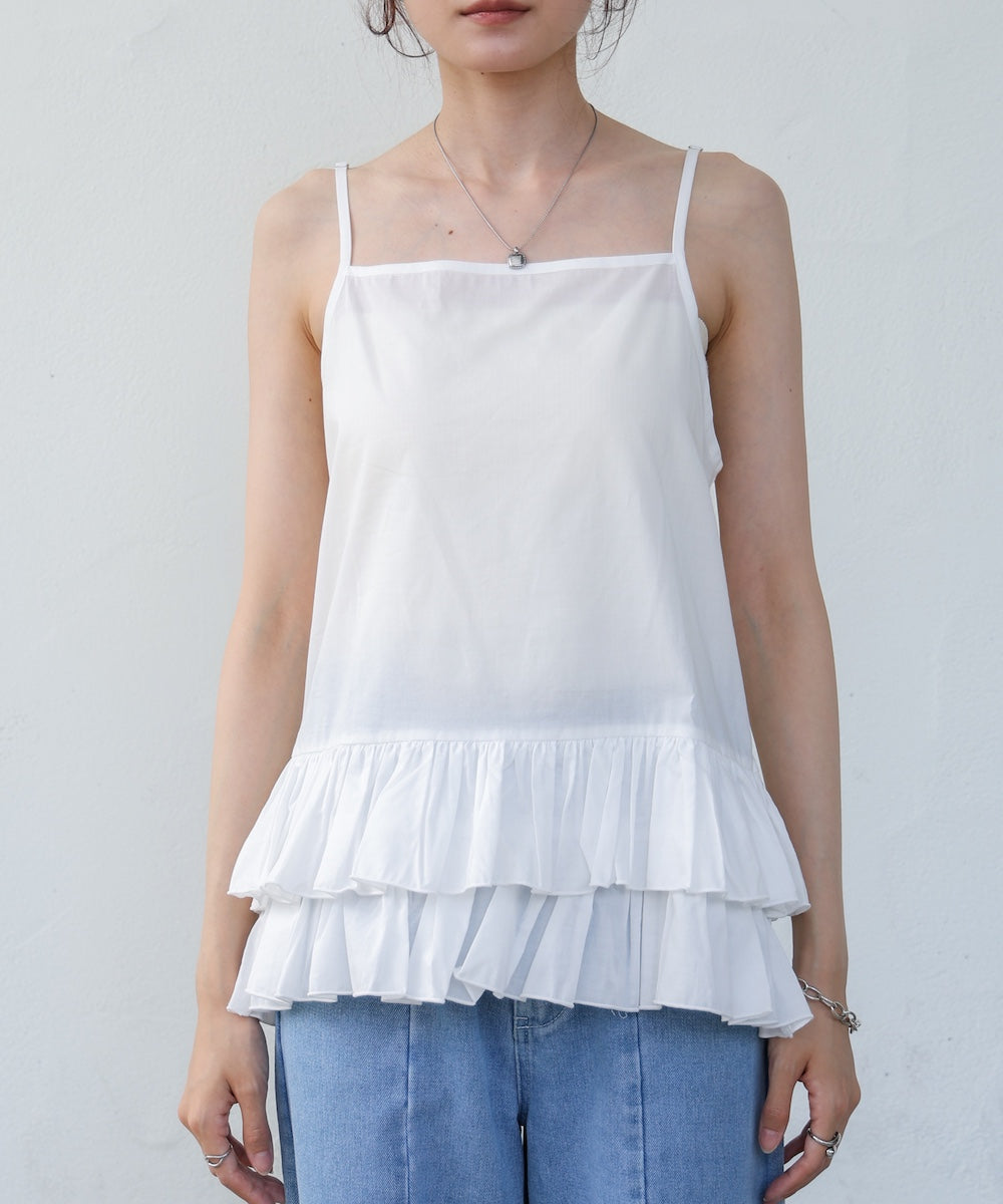 コットンフリルキャミトップス