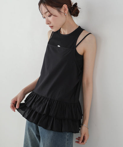コットンフリルキャミトップス