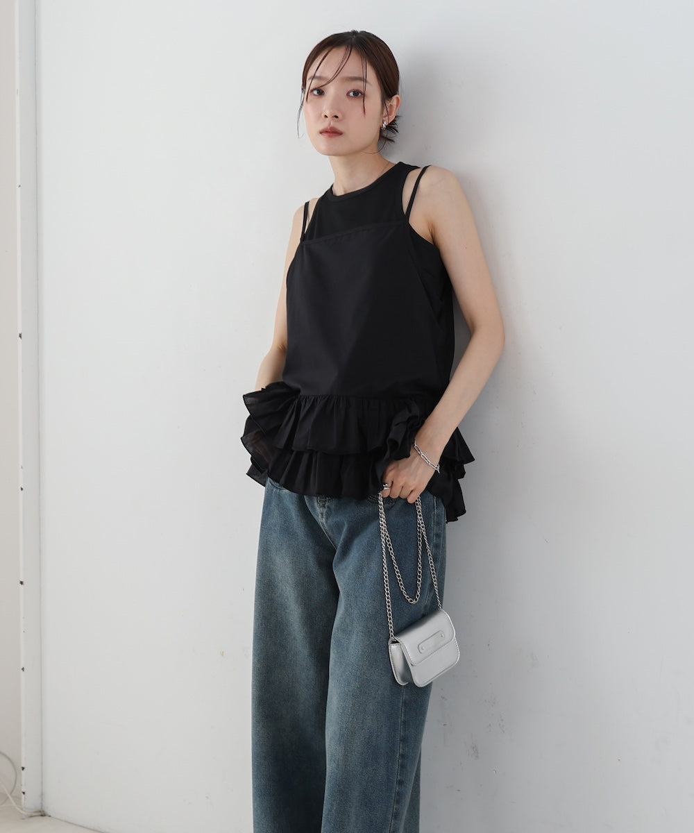 コットンフリルキャミトップス