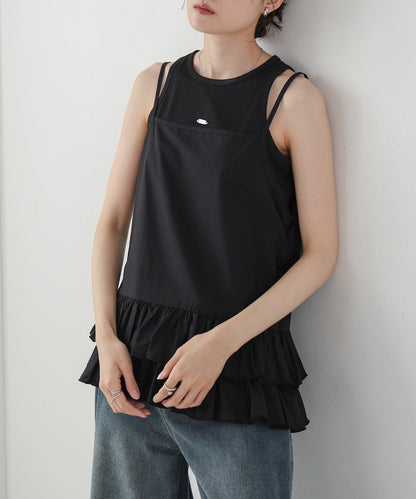 コットンフリルキャミトップス