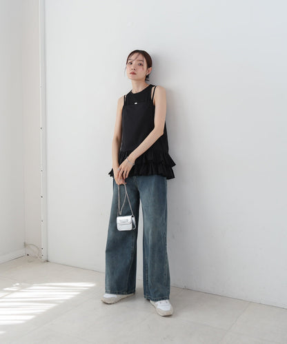 コットンフリルキャミトップス