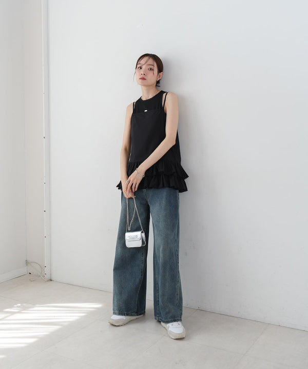 コットンフリルキャミトップス