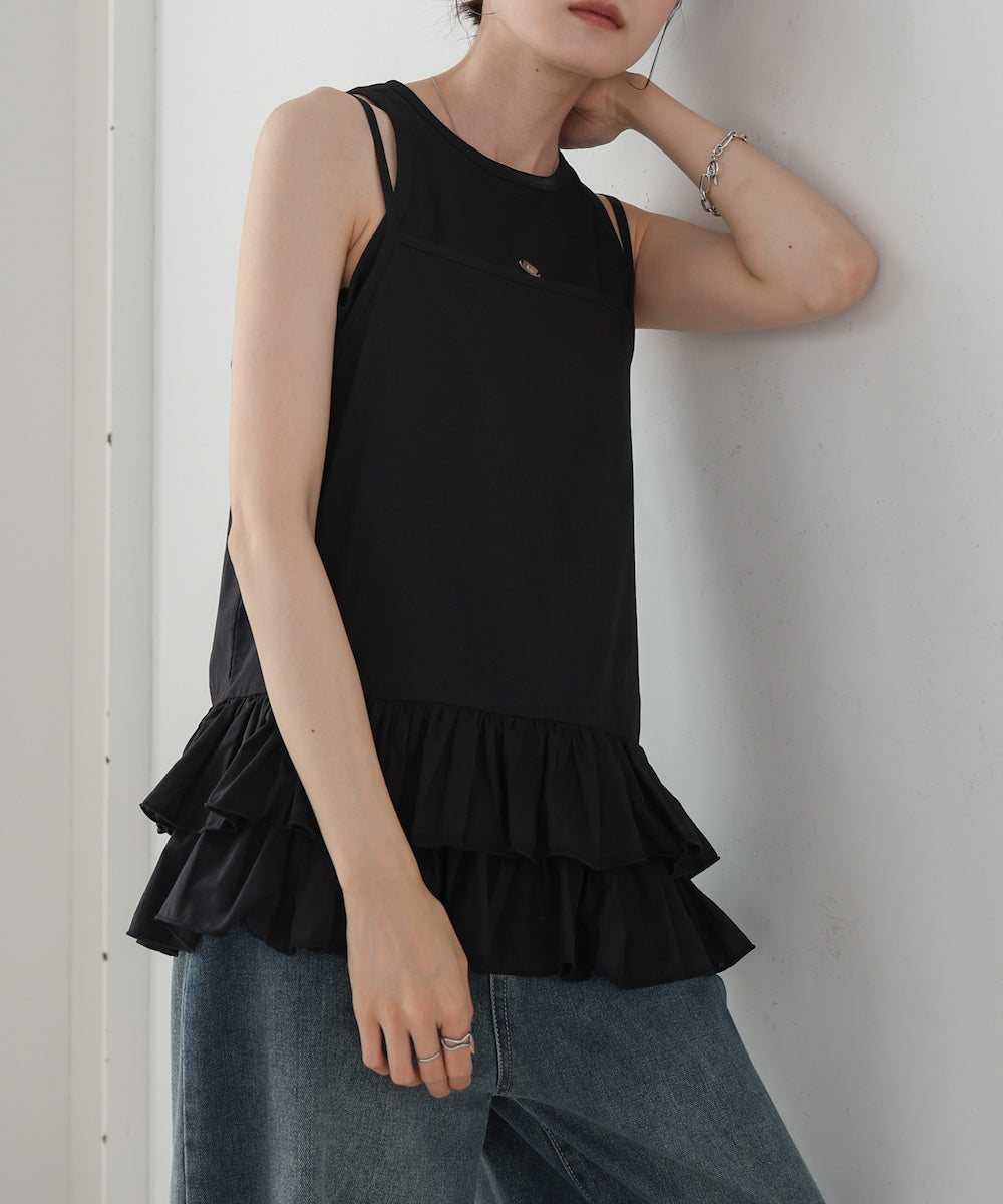 コットンフリルキャミトップス