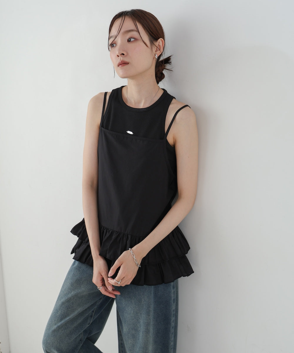 コットンフリルキャミトップス