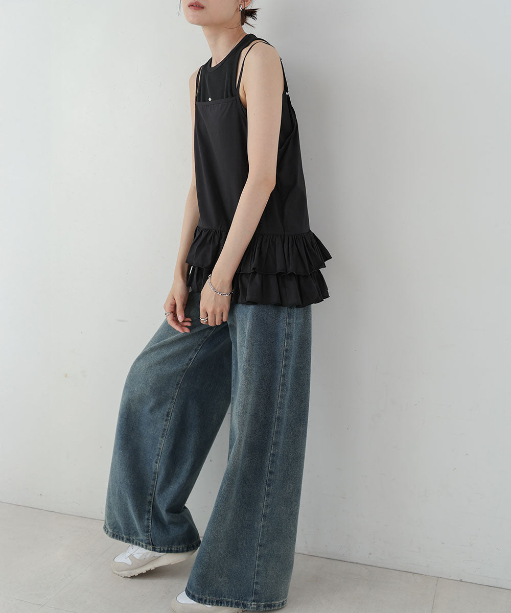 コットンフリルキャミトップス