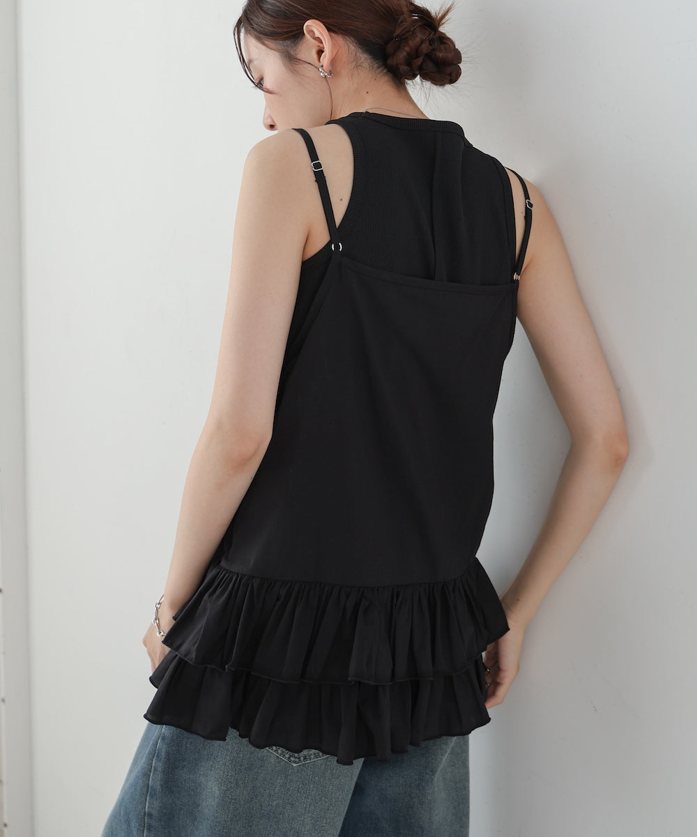 コットンフリルキャミトップス