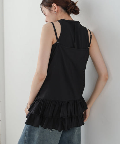 コットンフリルキャミトップス