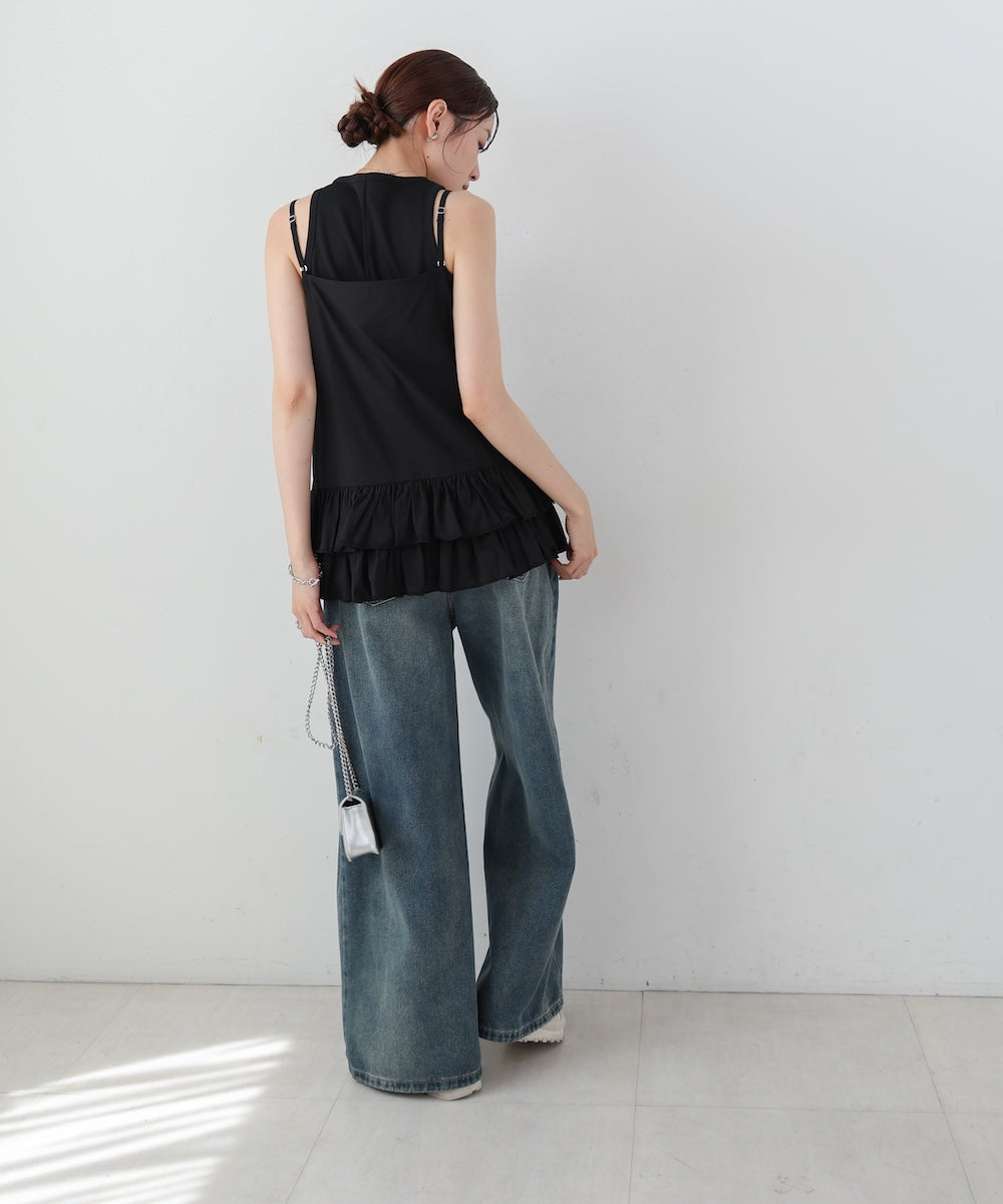 コットンフリルキャミトップス