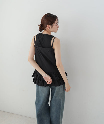 コットンフリルキャミトップス