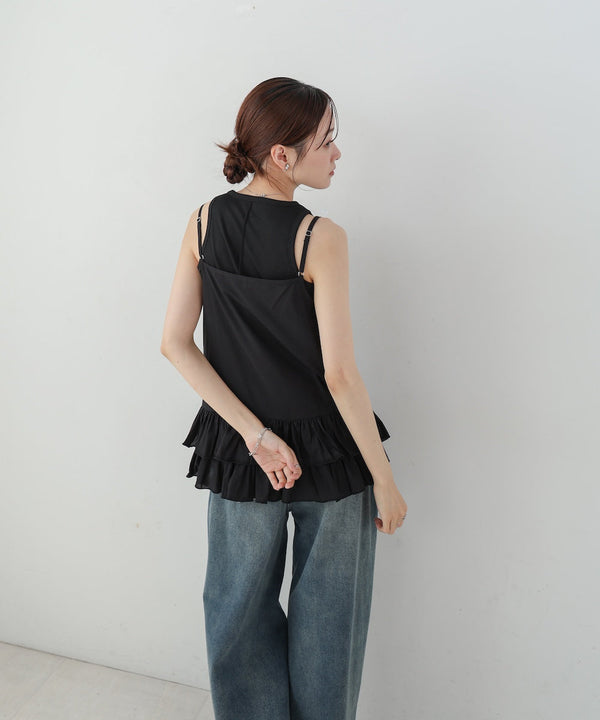 コットンフリルキャミトップス